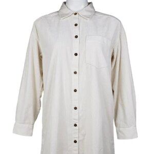 Madewell | NWT Antique Cream Corduroy Easy Mini Button Shirt Dress Women's S